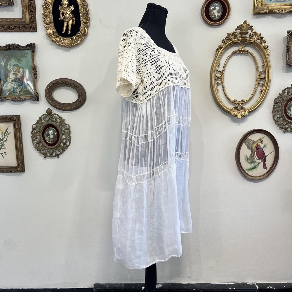 Vintage Antique Cream and White Crochet Detail Dress sheer lingerie - Picture 2 of 8